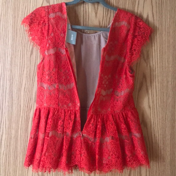 Beautiful Red lace peplum top - Picture 3 of 5